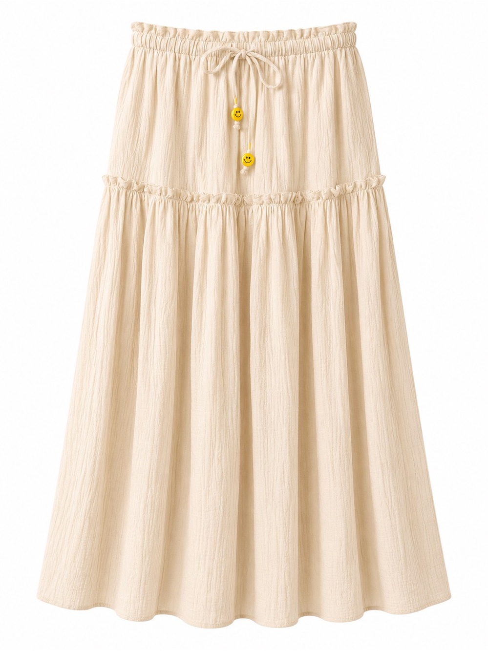 Lightweight Cream Maxi Skirt with Tiered Silhouette